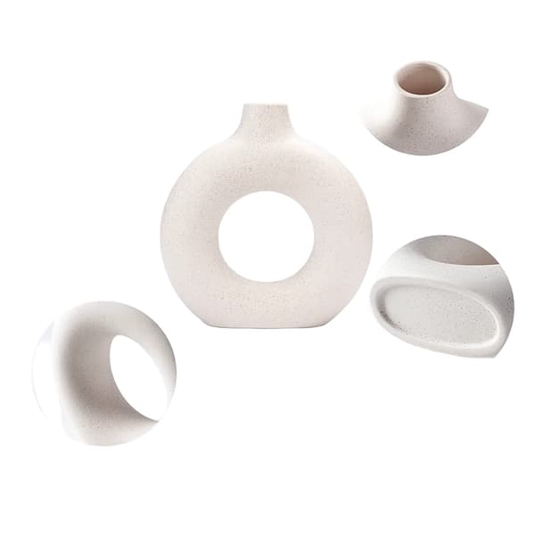 Dekorativ Vas, Modern Minimalistisk Design, Elegant Keramiskt Material,VIT