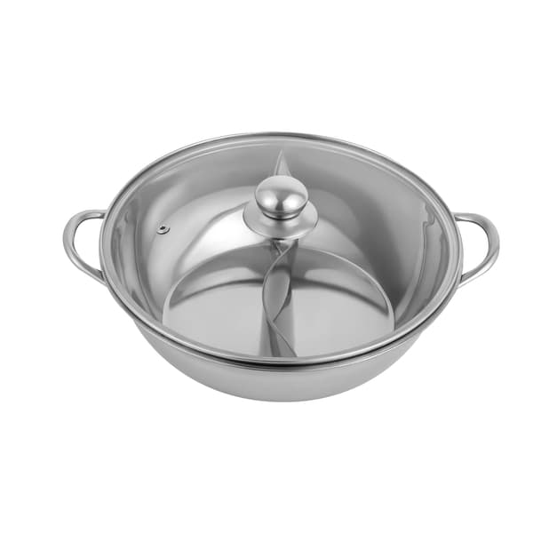 Hot Pot, Dobbelt Kompartment, Holdbart Rustfrit Stål,28CM