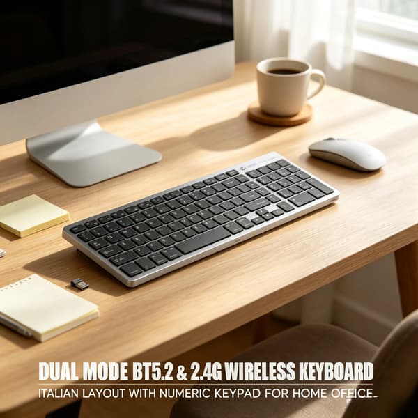 Trådlöst tangentbord, USB- och Bluetooth-anslutning, fullstor layout,WK14