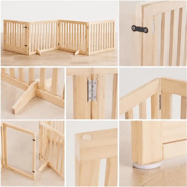 Hundegitter, Foldbart Design, Holdbar Konstruktion i Poplartræ,Brun