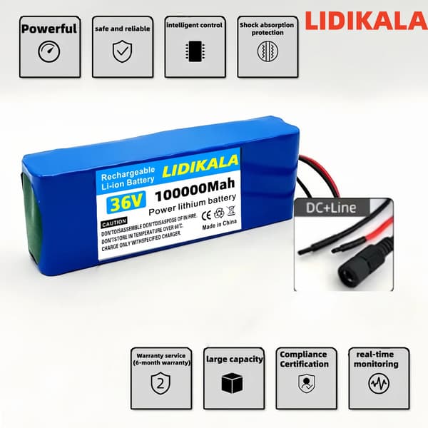 Litiumjonbatteri, 100000mAh kapacitet, 36V spänning,36V, DC - Linje