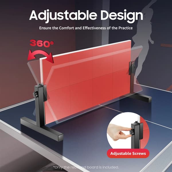 Bordtennis Rebound Board, 360-Grad Justerbar, Solid Træ Design,Rød