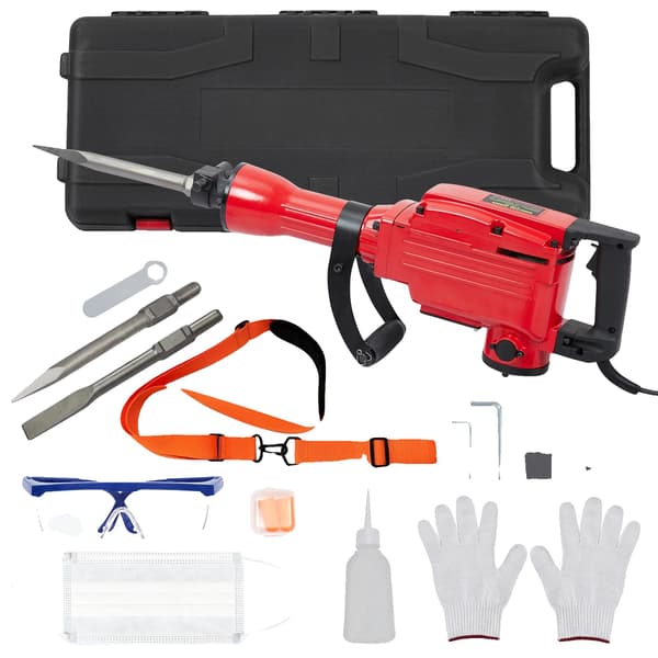 Elektrisk Pickaxe, Tungt Demolitionshammare, Mångsidig för Renovering,1700W - 3st Bits