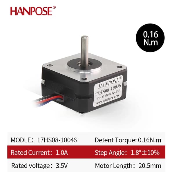 Stegmotor, Hög vridmoment, Precision kontroll,17HS08-1004Sx3PCS