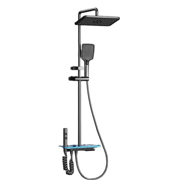 Duschset, Digital Temperaturvisning, Höjdjusterbar,Kall Grå