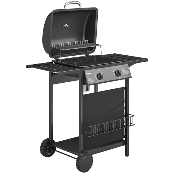 Gasgrill, Dual-Zone Kontrol, Rustfrit Stål Konstruktion,sort
