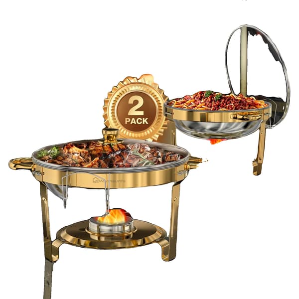 Chafing Dish, Rustfrit Stål, Glaslåg,2PACK