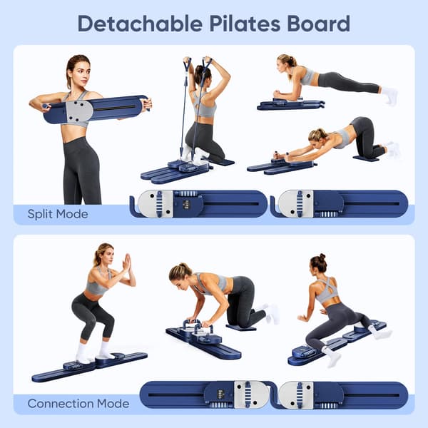Pilates Board, Justerbare Platforme, Inkluderer Modstandsbånd,Blå