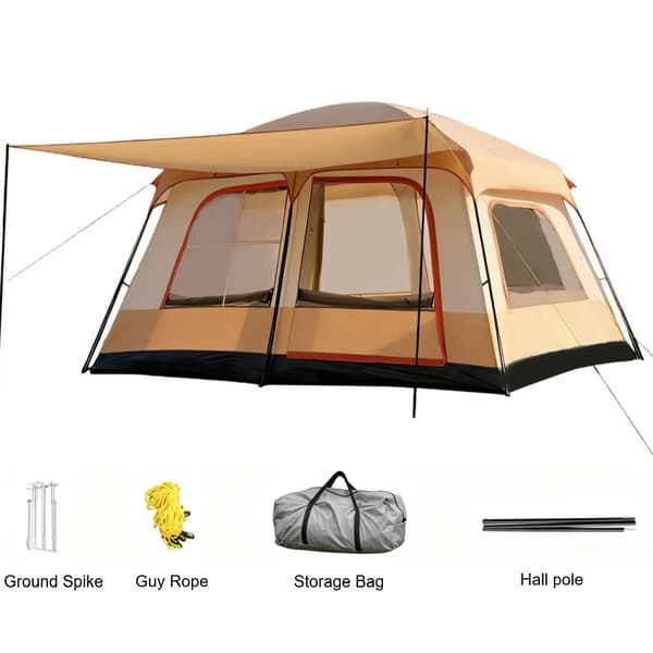 Tunnelcampingstält, Rymlig Design, UV-skydd,Beige-B