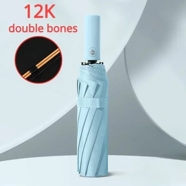 Paraply, Vindskyddat, Automatiskt Fällbart,Järn, himmelsblå-24ben, 24K