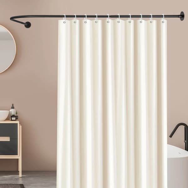 L-formad Duschdraperistång, Justerbar Längd, Hållbart Rostfritt Stål,svart