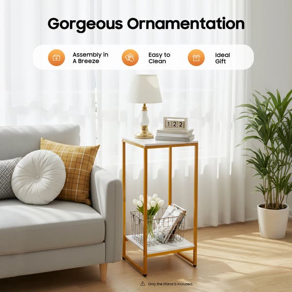 Display Stativ, Robust Smedet Jern, To-Niveau Design,Guld