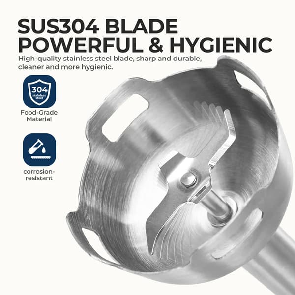 Håndblender, 6-i-1 Multi-Accessory Design, Rustfrit Stål Blade,6 i 1, sort