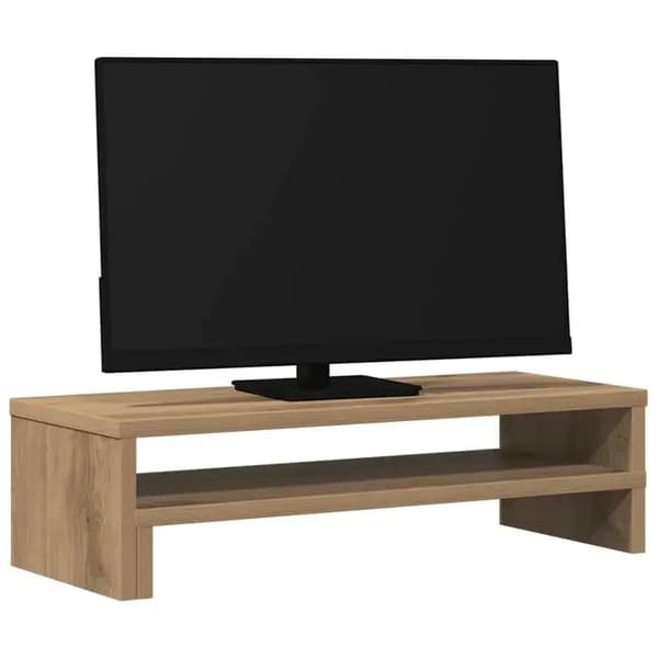 Monitorställ, Ergonomisk Design, Naturlig Träfinish,Typ1