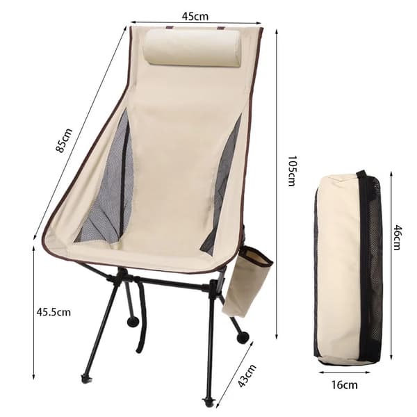 Campingstol, Ultralätt, Fällbar,ES-BEIGE