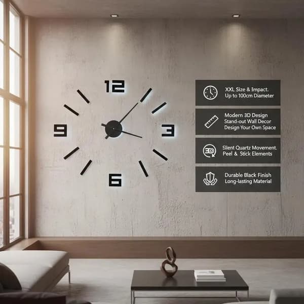 Vægur, Moderne Design, Stille Bevægelse,Sort
