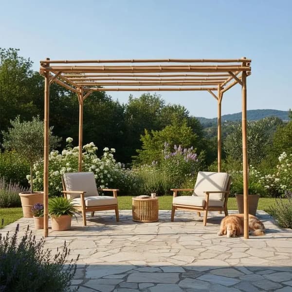 Bambu Pergola, Väderbeständig Design, Lätt Montering,Kaki
