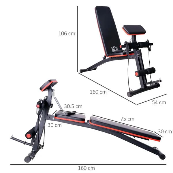 Gymbänk, Fällbar Design, Justerbart Ryggstöd,T1005-01-00903