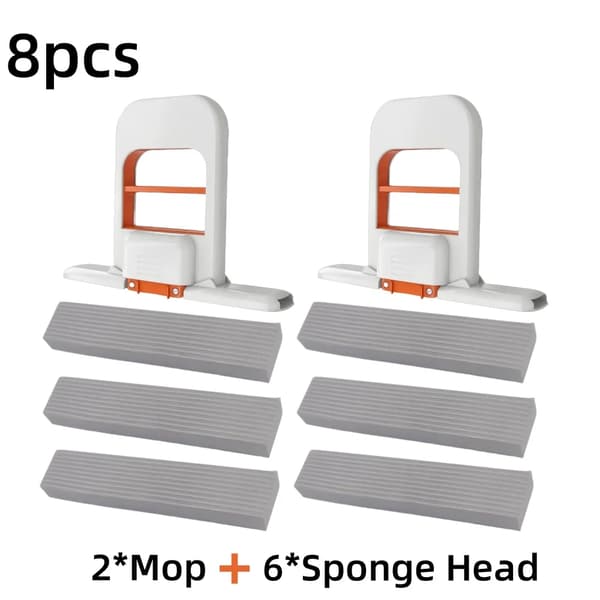 Svampemoppe, Håndholdt Design, Sammenfoldelig,2Mop og 6Head