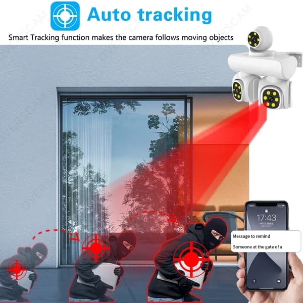 Säkerhetskamera, Tri-Lens Design, Nattvisionskapacitet,100V-240V EU-kontakt, WIFI-kamera