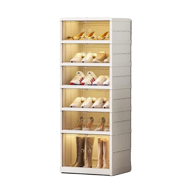 Sko Rack, Foldbart Design, Nem Montering,HVID