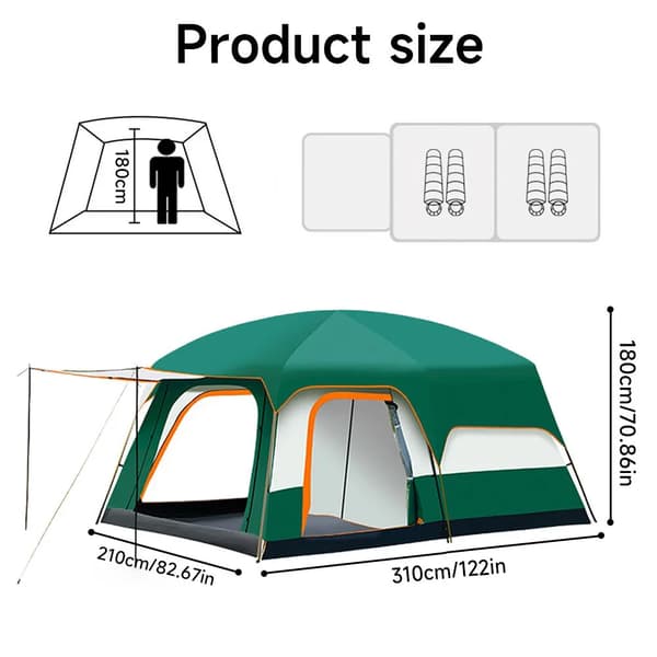Campingtält, Vattentätt, Bärbart,FR Grön