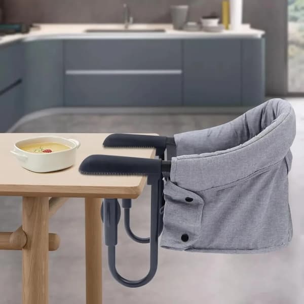Babymadstol, Krog-design, Bærbar og Sammenklappelig,GRÅ