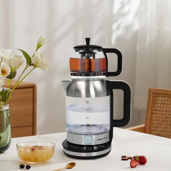 Glaskedel, 2L kapacitet, varmebestandigt design,sort