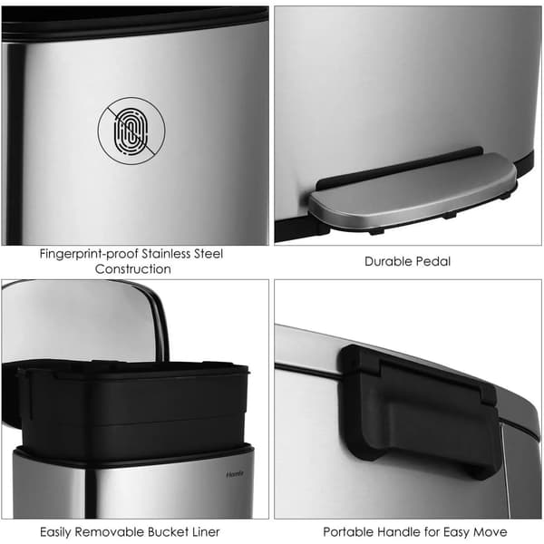 Affaldsspand, Rustfrit Stål, Trin Pedal Design,Sort