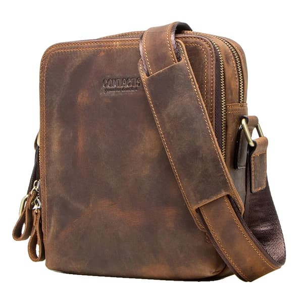 Messenger Bag, Ægte Læder, Casual Design,Kaffe