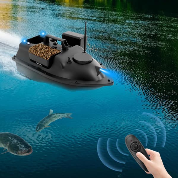 Bait Boat, 500m Positioneringsafstand, LED Nattelys,sort