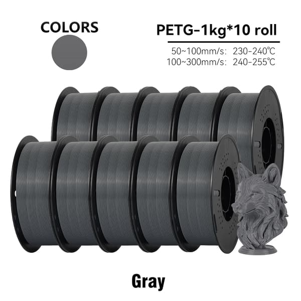 3D Printfilament, 1,75 mm Diameter, Multi-farve Muligheder,10KG PETG Grå