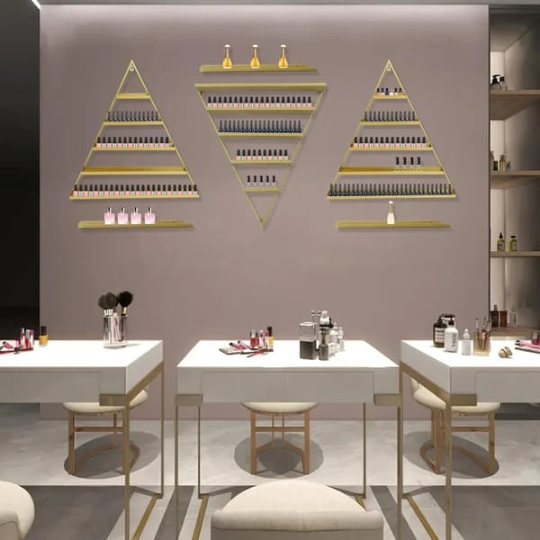 Nagellackställ, Väggmonterad Design, Modern Järnkonstruktion,Guld