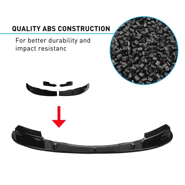 Front Bumper Lip Kit, Aerodynamisk Design, Nem Installation,sort