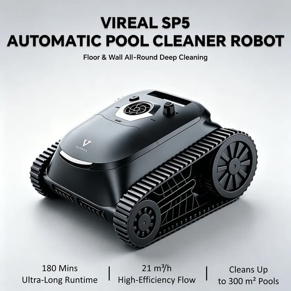 Robotstøvsuger til swimmingpool, 180 minutters driftstid, smart navigation,sort