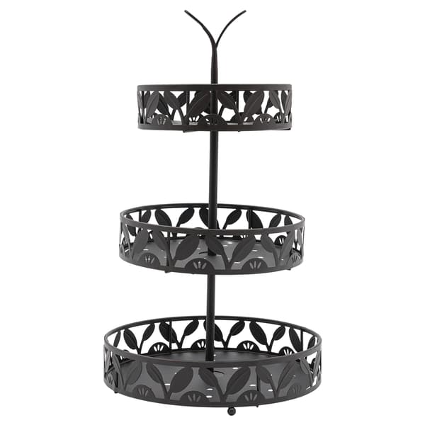 Frugtskålholder, 3-lags design, holdbar jernkonstruktion,sort