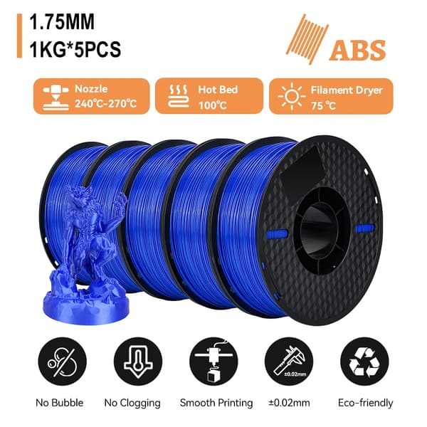 3D-printer filament, 1,75 mm diameter, solid materiale,ABS-Blå