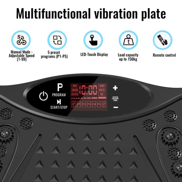 Vibrationsplade, 99 Intensitetsniveauer, Kompakt Design,sort
