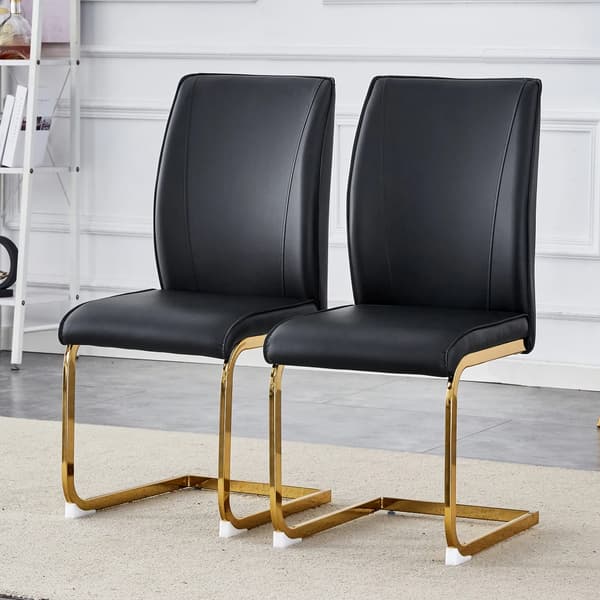 Spisestole, Ergonomisk Design, Let at Rengøre Materiale,sort-guld ben-2stk