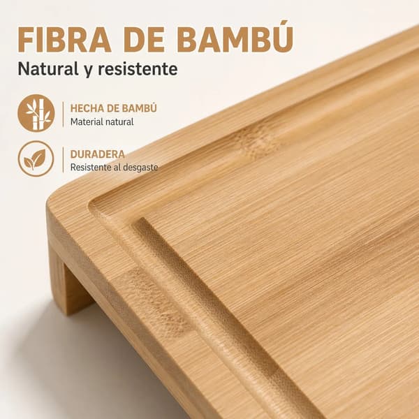 Bambus Hævet Bakke, Multifunktionel Serveringsaccessory, Stilfuld Organizer,28X54X4.5Cm