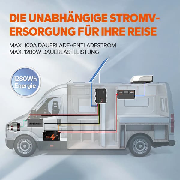 LiFePO4-batteri, Bluetooth-forbindelse, kompakt design,sort
