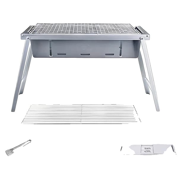BBQ Grill, Bärbar, Rostfritt Stål,Silver vikt utan påse