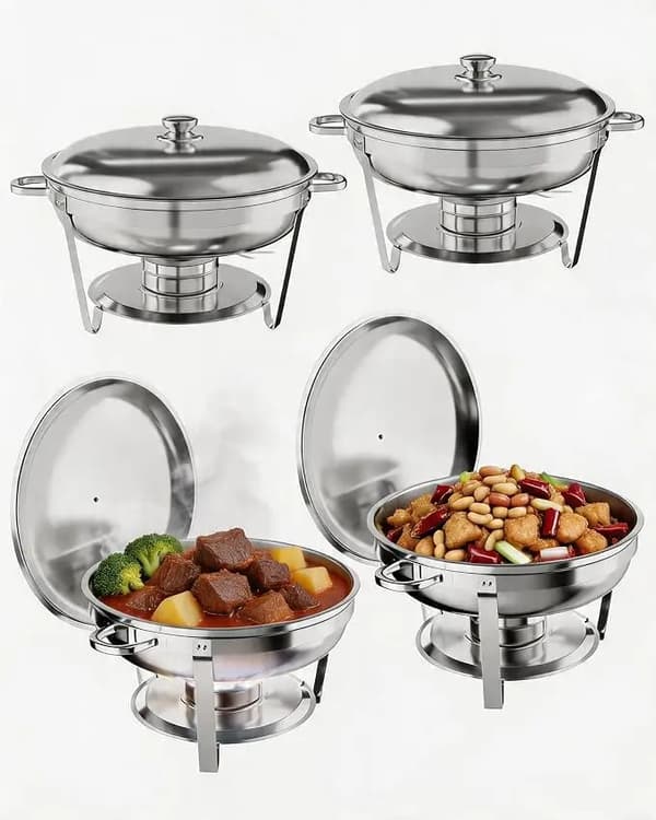 Chafing Dish Sæt, Rustfrit Stål Konstruktion, Buffetvarmer til Catering,4pcs