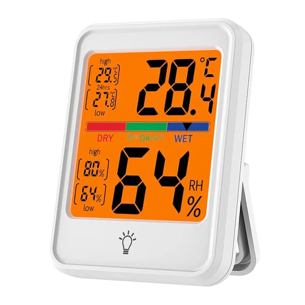 Inomhustermometer Hygrometer, Digital Skärm, Komfortövervakning,VIT