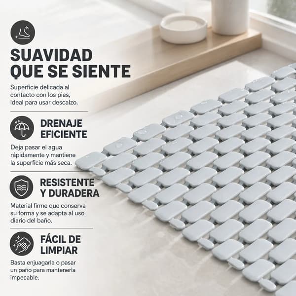 Badmåtte, Skridsikker, Hurtig Dræning Design,Grå 400Mmx1000Mm