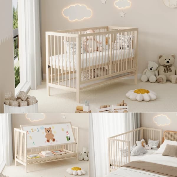 Babyseng, Konvertibel Design, Justerbar Højde,Børneseng