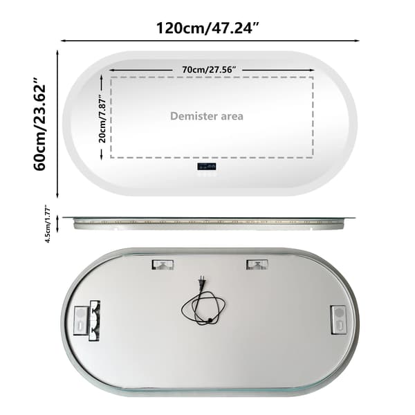 Speglar med belysning, Bluetooth-högtalare, smarta sminkfunktioner,120x60cm