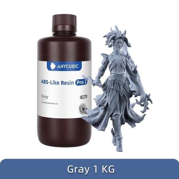 3D Resin, Hurtig UV-hærdning, Høj Præcision, ABS Pro2 Grå-1kg