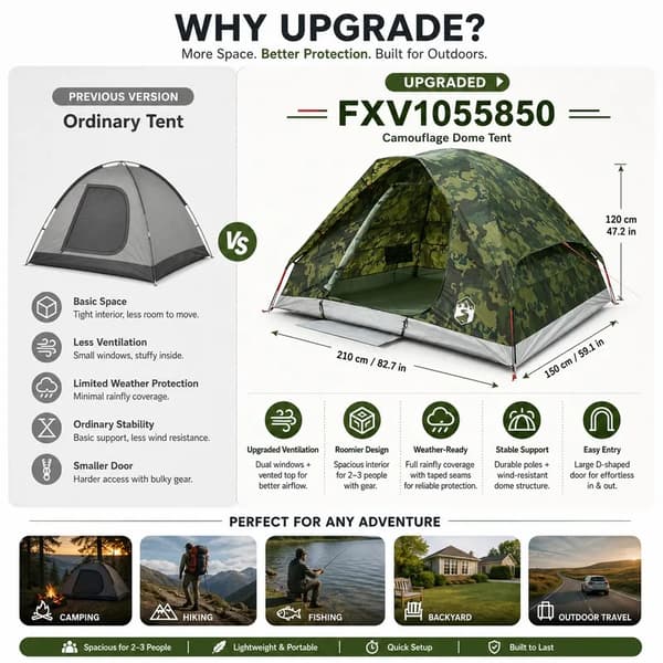 Camping Kuppeltelt, Nem Opsætning, Holdbart Materiale,Grøn