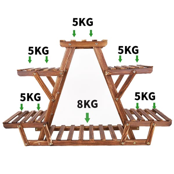 Plantebord, 6 niveauer, trædesign,Brun